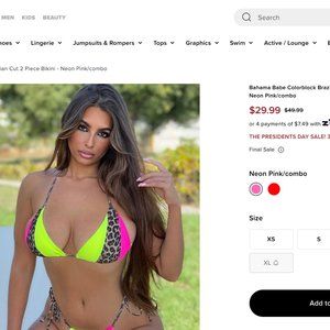 Fashion Nova- Bahama Babe Colorblock Brazilian Cut 2 Piece Bikini - Neon Pink